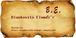 Blaskovits Elemér névjegykártya